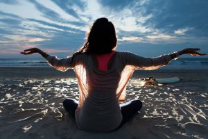 Awakening - Spiritual Metaphysical Awakening Girl with Hand Spread on Chakra Rox