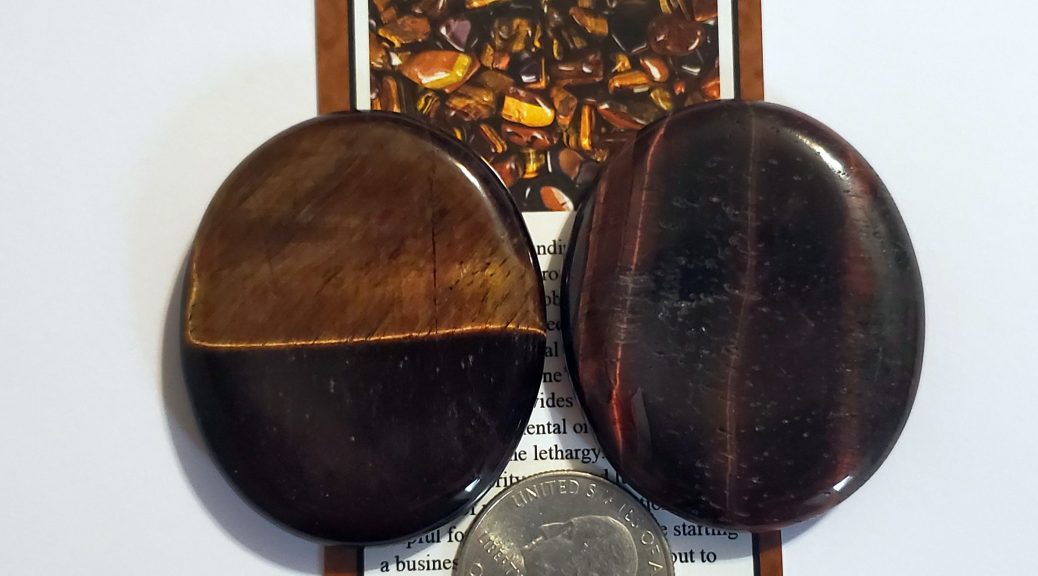 Two Reiki Charged Red Tiger's Eye Worry Stones
