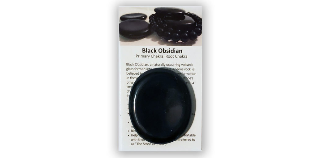 Reiki Charged Black Obsidian Worry Stone with Information Card by Chakra Rox
